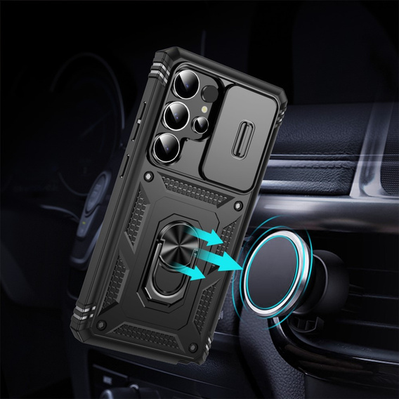 Husă pentru Samsung Galaxy S25 Ultra, KickStand Camera Lens, negru