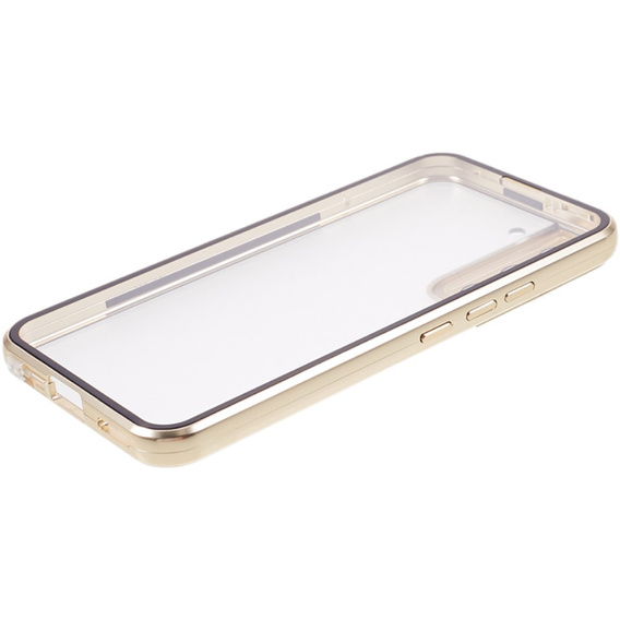 Husa pentru Samsung Galaxy S21, Magnetic Dual Glass, de aur
