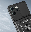 Husă blindată pentru Oppo Reno 14F, cu protecție pentru cameră, cu suport, negru