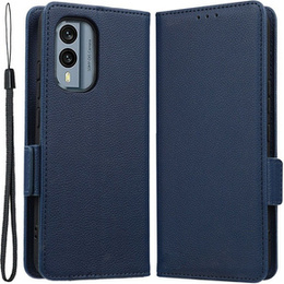 Cu clapetă pentru Nokia X30 5G, Wallet Litchi Magnet Case, albastru închis