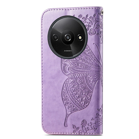 Cu clapetă pentru Xiaomi Redmi A3, Butterfly, violet