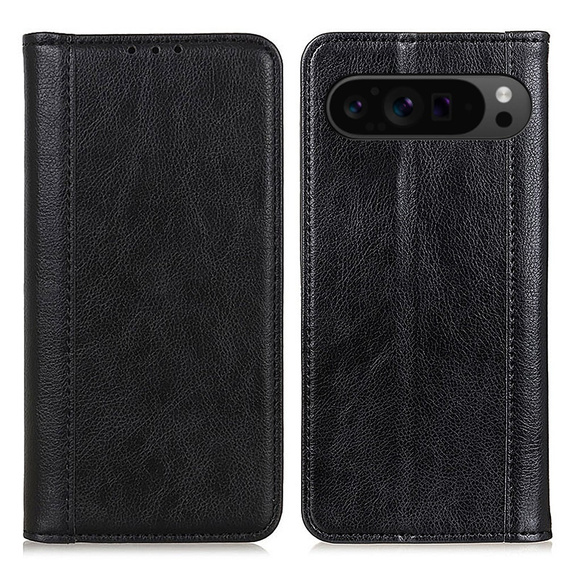 Husă cu clapetă pentru Google Pixel 10 Pro XL / 9 Pro XL, cu buzunar, piele, negru