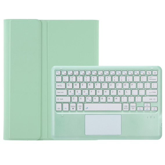 Carcasă + tastatură Samsung Galaxy Tab S9+, Leather Pen Slot TouchPad, verde deschis