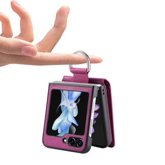 Carcasă pentru Samsung Galaxy Z Flip7 FE / Z Flip6, Card Slot Ring Case, violet