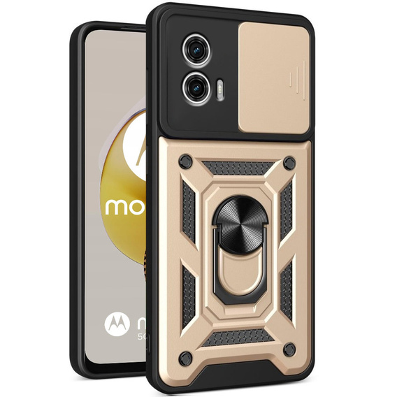 Husă blindată pentru Motorola Moto G73 5G, CamShield Slide, de aur