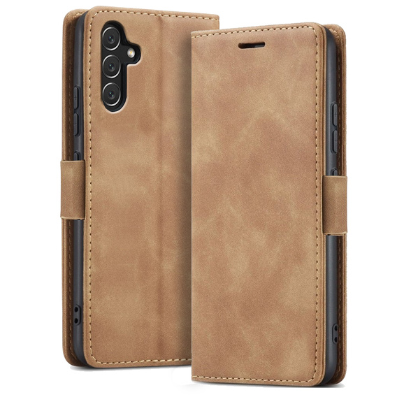 Husă pentru Samsung Galaxy A14 4G/5G, ERBORD Vintage, portofel cu clapetă, maro