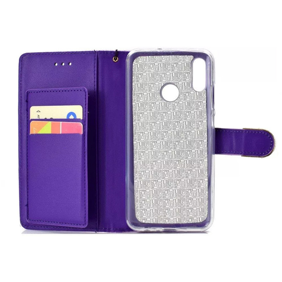 Cu clapetă pentru Huawei P Smart 2019 / Honor 10 Lite, Glitter Mirror Wallet, violet