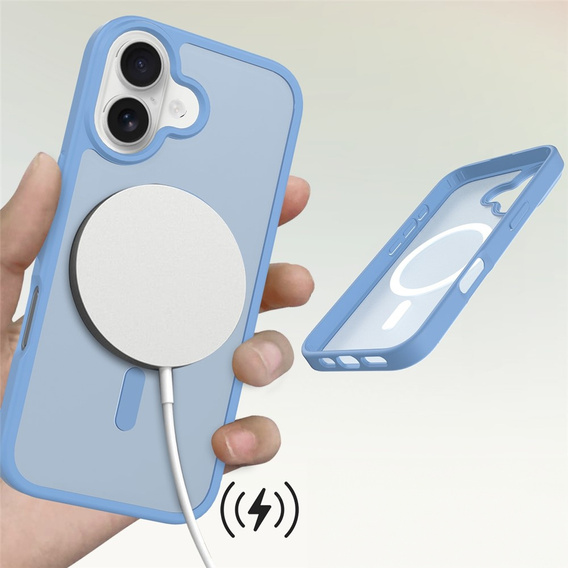 Husă Matt pentru iPhone 17, pentru MagSafe, albastru translucid