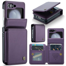 Husa cu clapetă CASEME pentru Samsung Galaxy Z Flip5 5G, Litchi Wallet, violet