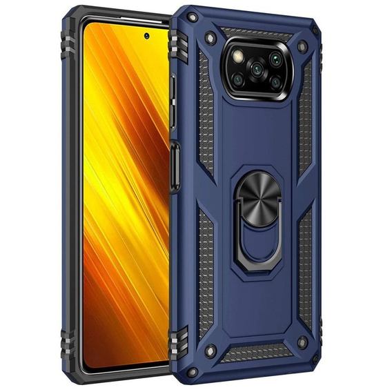 Husă blindată pentru Xiaomi Poco X3 NFC, Nox Case Ring, albastru