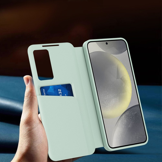 Husă cu clapetă pentru Samsung Galaxy S24 Ultra, Smart View Wallet, verde