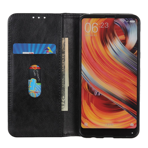 Huse pentru Xiaomi 14T Pro, Wallet Litchi Leather, negru