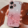 Husă pentru Infinix Hot 30i, Glitter Flower,  roz rose gold