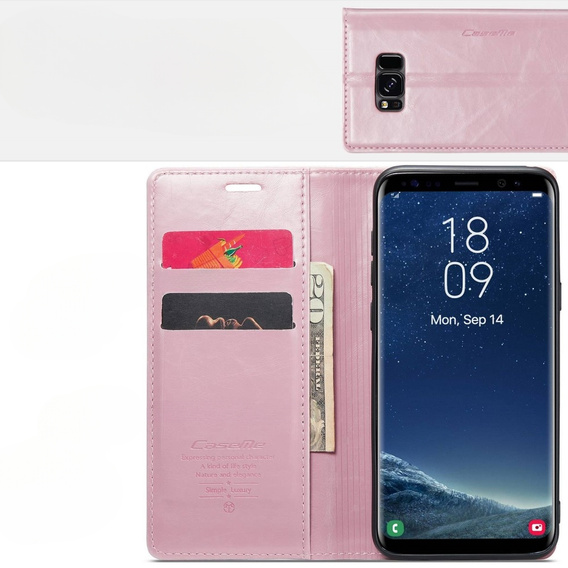 Carcasă flip CASEME pentru Samsung Galaxy S8, Waxy Textured, roz