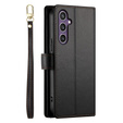 Cu clapetă pentru Samsung Galaxy S25+ Plus, Wallet Zipper Pocket, negru