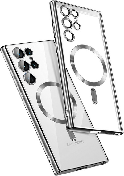 Husă pentru Samsung Galaxy S25 Ultra, Electro MagSafe, de argint + Sticlă pentru ecran