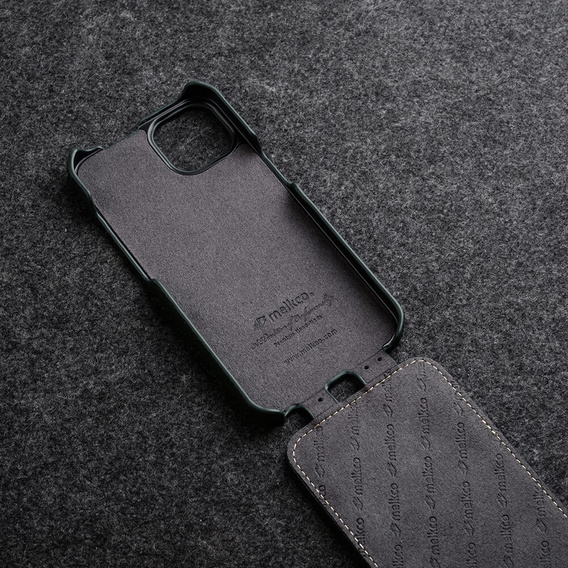 MELKCO carcasă flip pentru iPhone 15 Pro, piele, flip, negru