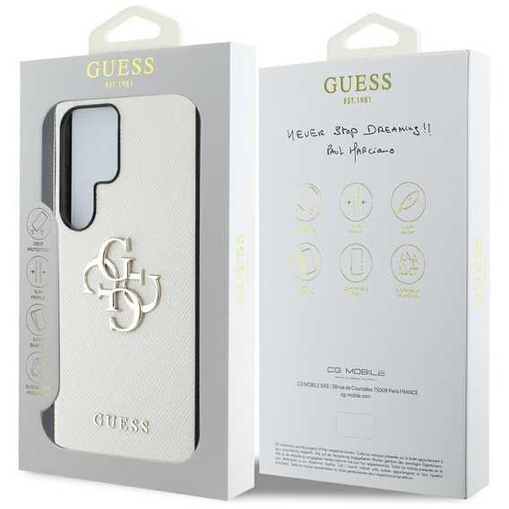 GUESS Huse pentru Samsung Galaxy S25 Ultra, 4G Big Metal Logo, bej