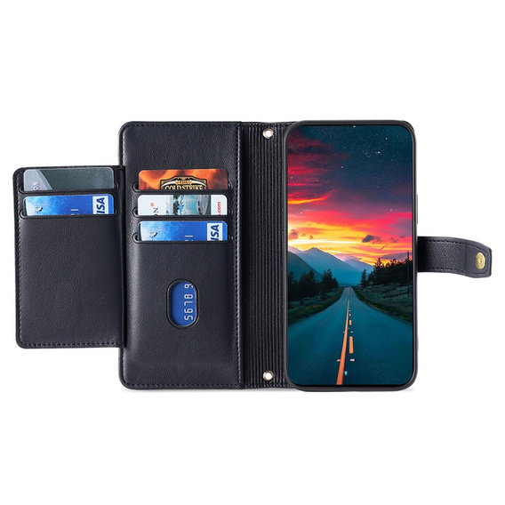 Cu clapetă pentru Samsung Galaxy M15 5G, Wallet Zipper Pocket, negru