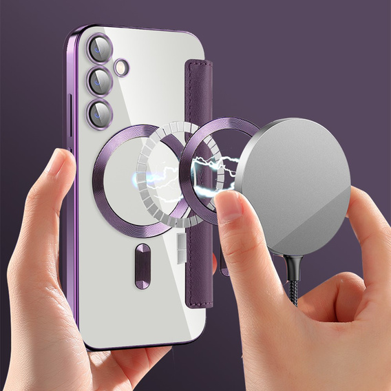 Cu clapetă pentru Samsung Galaxy S23 FE, RFID Wallet MagSafe CamShield, violet