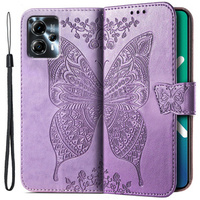 Cu clapetă pentru Motorola Moto G23 4G / G13 4G, Butterfly, violet deschis