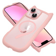 Husă pentru iPhone 13 / iPhone 14, pentru MagSafe, Cute Cat, roz + sticlă pentru ecran