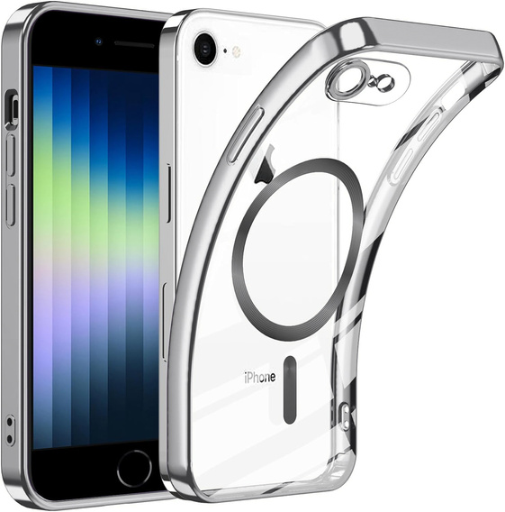 Husă pentru iPhone 7 / 8, Electro MagSafe, de argint + Sticlă pentru ecran