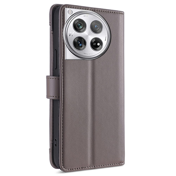 Cu clapetă pentru OnePlus 12 5G, Wallet Zipper Pocket, gri