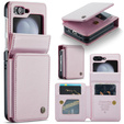 Husa cu clapetă CASEME pentru Samsung Galaxy Z Flip5 5G, Litchi Wallet, roz