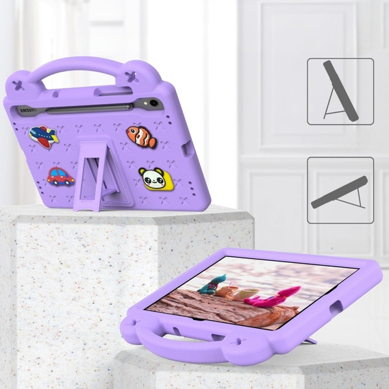 Husă pentru copii pentru Samsung Galaxy Tab S7/S8/S9, Cute Patterns, cu suport, violet
