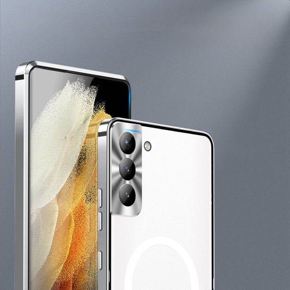 Carcasă de protecție pentru camera foto pentru Samsung Galaxy S21 FE 5G, CamShield MagSafe, transparent / argintiu