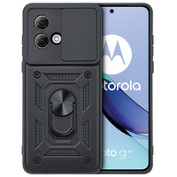 Carcasă blindată pentru Motorola Moto G84 5G, armată Slide Ring, negru + sticlă 9H