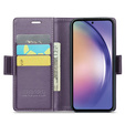 Husă pentru Samsung Galaxy A55, ERBORD Glossy Litchi, portofel cu clapetă, violet