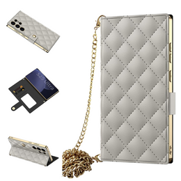 Husă flip pentru Samsung Galaxy S25 Ultra, GKK Mirror Wallet, gri titan