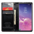 Carcasă flip CASEME pentru Samsung Galaxy S10+ Plus, Waxy Textured, negru