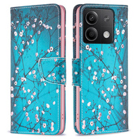 Cu clapetă pentru Xiaomi Redmi Note 13 5G, Wallet, Sakura albastru