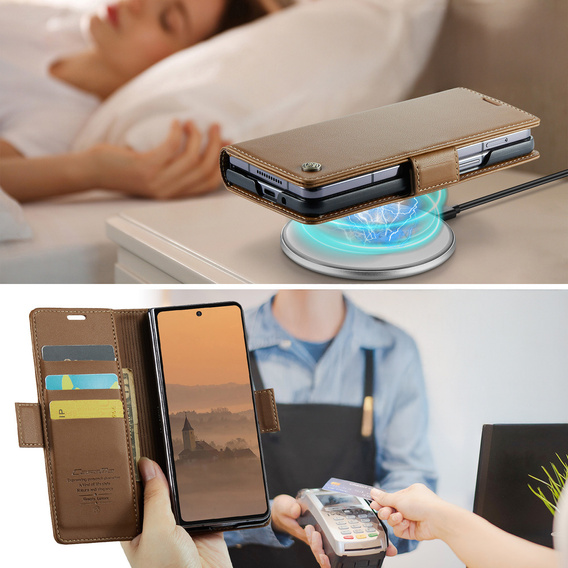 CASEME Litchi Wallet flip caz pentru Samsung Galaxy Z Fold7 5G