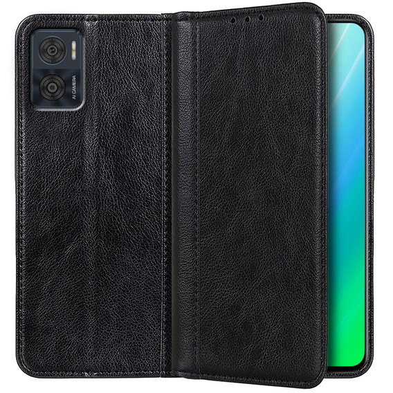 Husa cu clapetă pentru Motorola Moto E22 / E22i 4G, Split Leather, negru