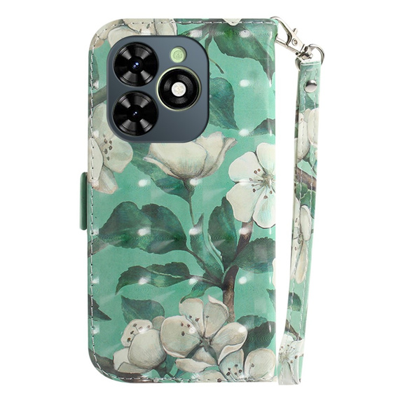 Cu clapetă pentru Infinix Hot 40i, Wallet, Flowers alb