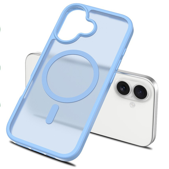 Husă Matt pentru iPhone 17, pentru MagSafe, albastru translucid