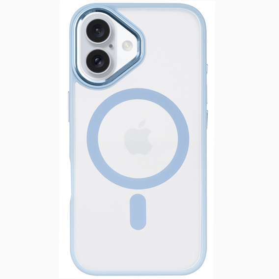 Husă pentru iPhone 16, pentru MagSafe, ERBORD Matt Case, transparent / albastru + sticlă pentru ecran