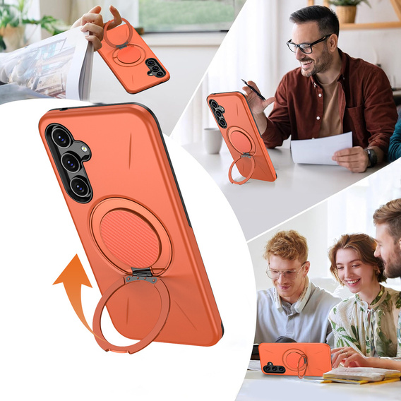 Husă MagSafe cu suport pentru Samsung Galaxy A57 5G, portocaliu