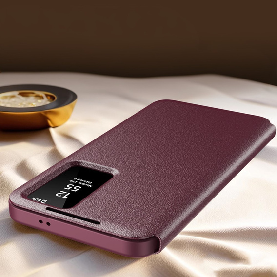 Husă cu clapetă pentru Samsung Galaxy S25, Smart View Wallet, maroon