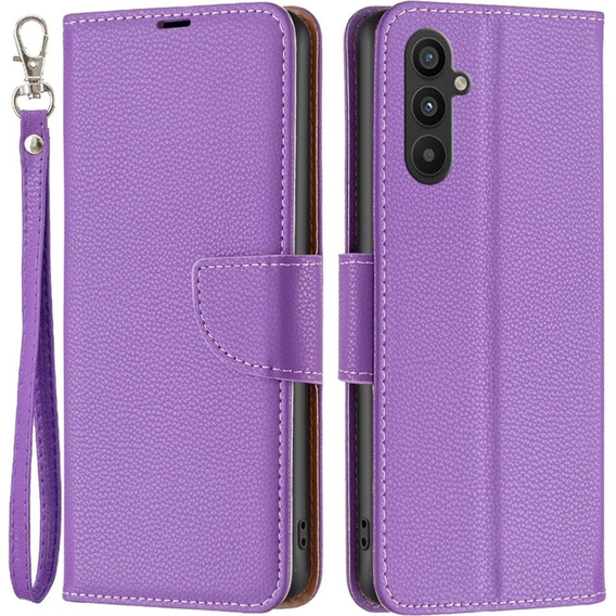 Cu clapetă pentru Samsung Galaxy A34 5G, Wallet Litchi Magnet, violet