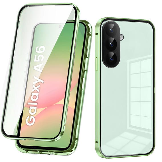 Husa pentru Samsung Galaxy A56, Magnetic Dual Glass, verde