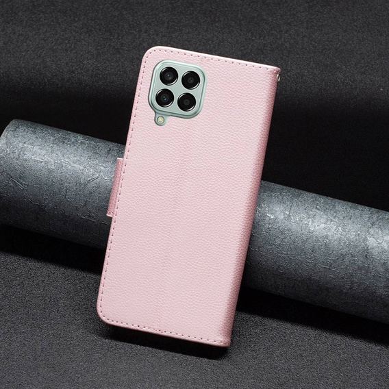 Cu clapetă pentru Samsung Galaxy M33 5G, Wallet Litchi Magnet, roz rose gold