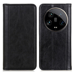 Huse pentru Xiaomi 14 Ultra, Wallet Litchi Leather, negru