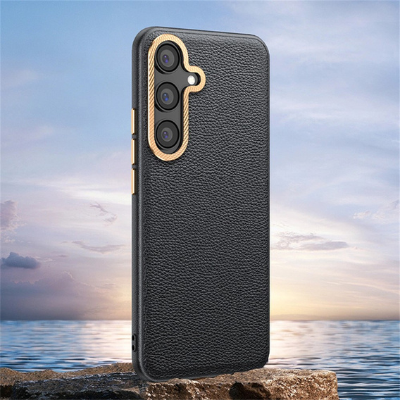 Husă din piele pentru Samsung Galaxy S25, leather hybrid, negru