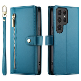 Cu clapetă pentru Samsung Galaxy S25 Ultra, Wallet Zipper Pocket, albastru