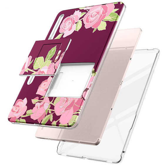 Huse pentru Samsung Galaxy Tab S7 FE, Suritch Full Body Marble, maroon